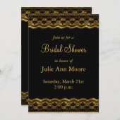 Goldvorsprung auf dem Schwarzen Brautparty Einladung (Vorne/Hinten)