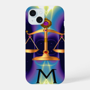 GOLDWAGE DES GESETZES MIT EDELSTEIN-MONOGRAMM iPhone 15 HÜLLE