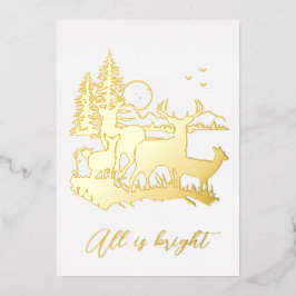 Goldwald Hirsche Nacht Weihnachtsfest Party real Folieneinladung