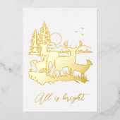 Goldwald Hirsche Nacht Weihnachtsfest Party real Folieneinladung (Vorderseite)