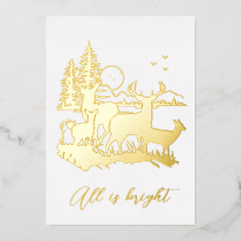 Goldwald Hirsche Nacht Weihnachtsfest Party real Folieneinladung