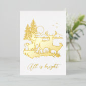 Goldwald Hirsche Nacht Weihnachtsfest Party real Folieneinladung (Stehend vorne)