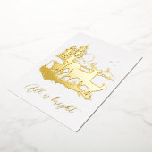 Goldwald Hirsche Nacht Weihnachtsfest Party real Folieneinladung (Gedreht)