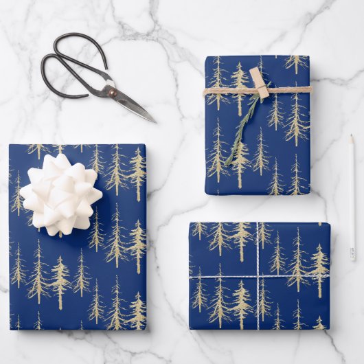 Goldwald knarrend, spruce spruce Tree Forest Geschenkpapier Set (Vorderseite)