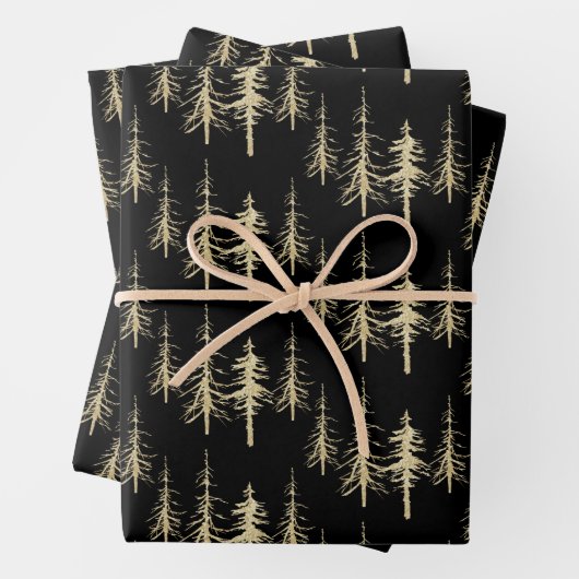 Goldwald knarrend, spruce spruce Tree Forest Geschenkpapier Set (Beispiel)