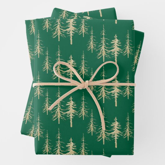 Goldwald knarrend, spruce spruce Tree Forest Geschenkpapier Set (Beispiel)