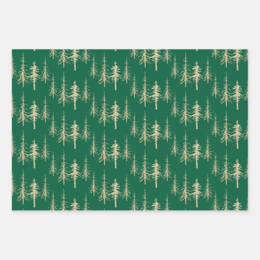 Goldwald knarrend, spruce spruce Tree Forest Geschenkpapier Set (Vorderseite 3)