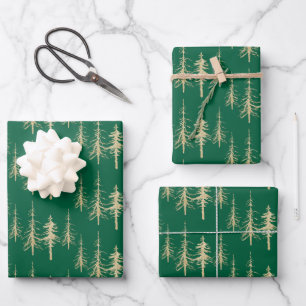 Goldwald knarrend, spruce spruce Tree Forest Geschenkpapier Set