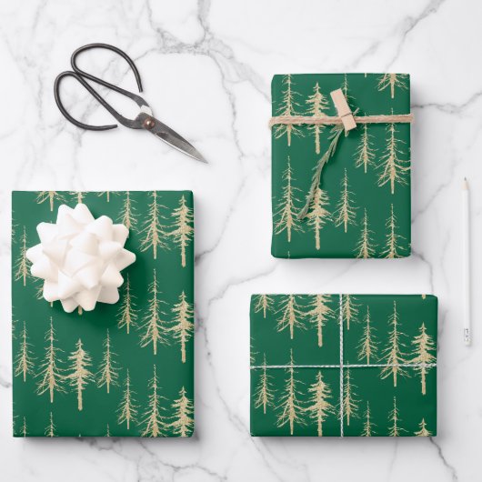 Goldwald knarrend, spruce spruce Tree Forest Geschenkpapier Set (Vorderseite)