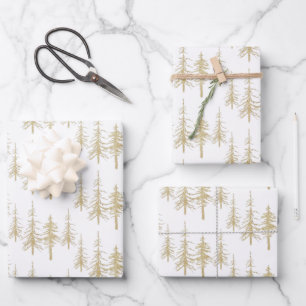 Goldwald knarrend, spruce spruce Tree Forest Geschenkpapier Set