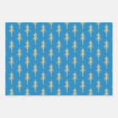 Goldwald Pine Tree Forest Blue Sky Blue Navy Geschenkpapier Set (Vorderseite)