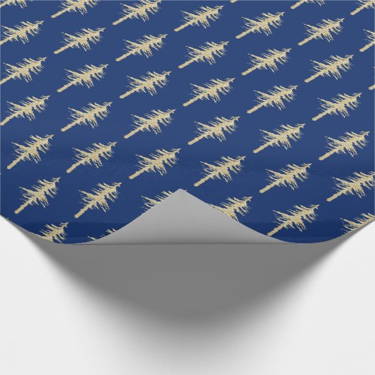 Goldwald Pine Tree Forest Holiday Navy Blue Geschenkpapier (Ecke)
