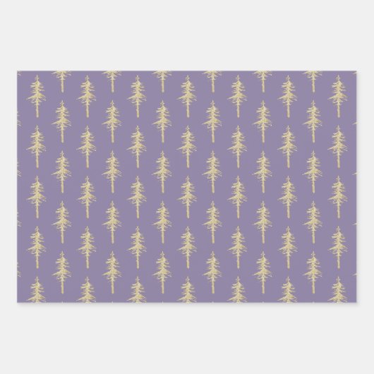 Goldwald Pine Tree Forest Mulberry Lila Geschenkpapier Set (Vorderseite 2)