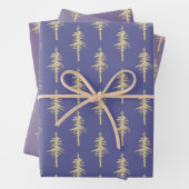 Goldwald Pine Tree Forest Mulberry Lila Geschenkpapier Set (Beispiel)
