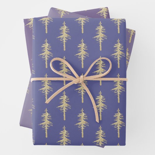 Goldwald Pine Tree Forest Mulberry Lila Geschenkpapier Set (Beispiel)