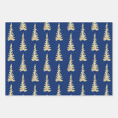 Goldwald-Spruce-Bäume auf Navy Blue Geschenkpapier Set (Vorderseite 3)