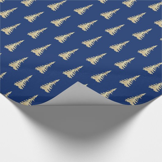 Goldwald-Waldbaumen, Blaue Navy Geschenkpapier (Ecke)