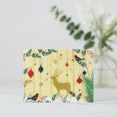 Goldwald Winter Rentiervögel Feiertagspostkarte (Stehend Vorderseite)