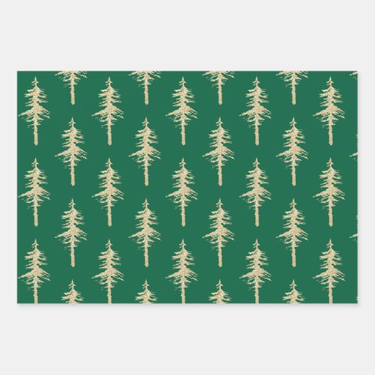 Goldwaldbaumen auf Grün im Urlaub Geschenkpapier Set (Vorderseite 2)