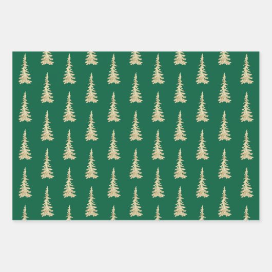 Goldwaldbaumen auf Grün im Urlaub Geschenkpapier Set (Vorderseite)