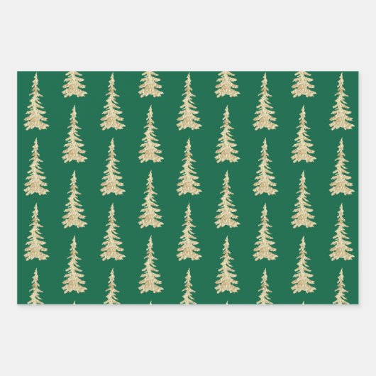 Goldwaldbaumen auf Grün im Urlaub Geschenkpapier Set (Vorderseite 3)