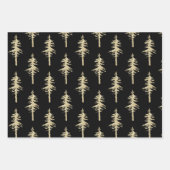 Goldwaldbaumen auf soliden schwarzen Flächen Geschenkpapier Set (Vorderseite 2)