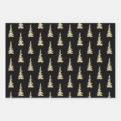 Goldwaldbaumen auf soliden schwarzen Flächen Geschenkpapier Set (Vorderseite)