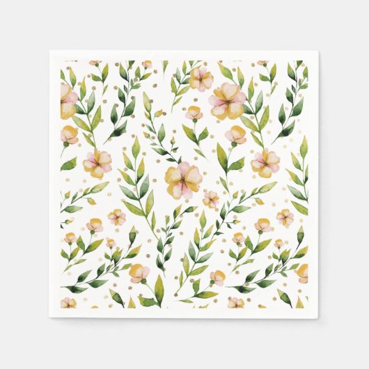 Goldwaldgrün Senf Gelbe Polka Punkte Serviette (Vorderseite)