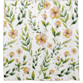 Goldwaldgrün-Senfgelb-BlumenTupfen Duschvorhang (Vorderseite)