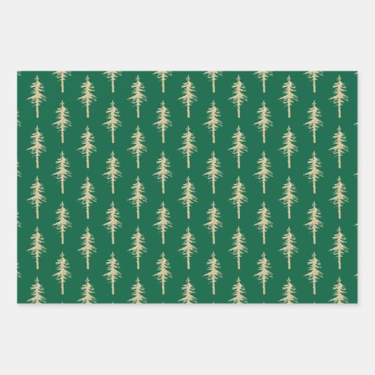 Goldwaldkiefernwald Grün Rotes Blau Geschenkpapier Set (Vorderseite 2)