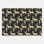 Goldwaldland-Stag Waldbaumwald Schnee Schwarz Geschenkpapier Set (Vorderseite 2)