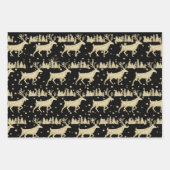 Goldwaldland-Stag Waldbaumwald Schnee Schwarz Geschenkpapier Set (Vorderseite)