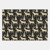 Goldwaldland-Stag Waldbaumwald Schnee Schwarz Geschenkpapier Set (Vorderseite 3)