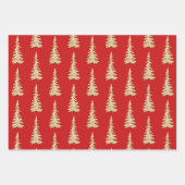 Goldwaldlandspruce Trees Schwarz-weißer Urlaub Rot Geschenkpapier Set (Vorderseite 3)