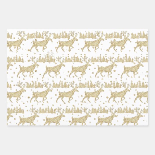 Goldwaldsteg Spruce Tree Wald Schnee Weiß Geschenkpapier Set (Vorderseite)