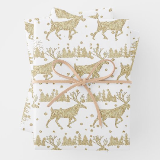 Goldwaldsteg Spruce Tree Wald Schnee Weiß Geschenkpapier Set (Beispiel)