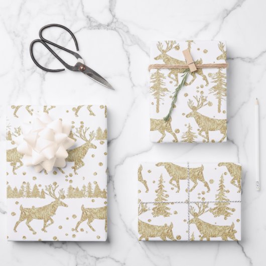 Goldwaldsteg Spruce Tree Wald Schnee Weiß Geschenkpapier Set (Vorderseite)