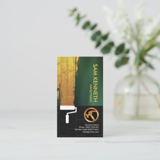 Goldwand-Farben-einfacher schwarzer Visitenkarte (Stehend Vorderseite)