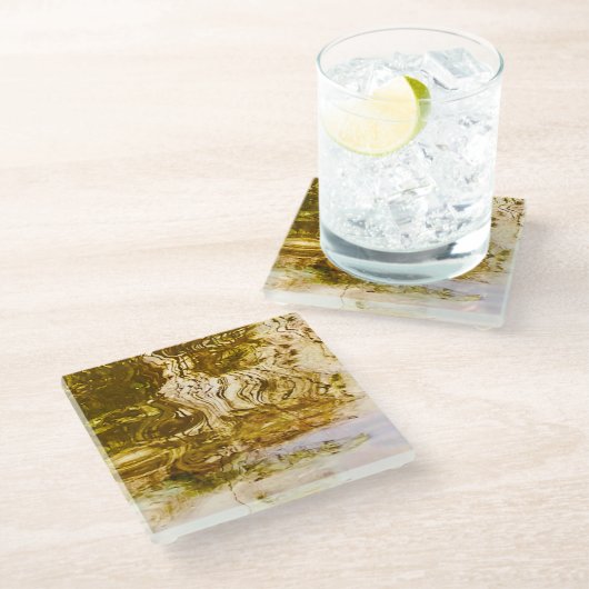 Goldwasser-Untersetzer Glasuntersetzer (Schrägansicht)