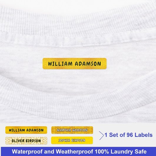 Goldwassersicherer Nachname | Luxusbekleidung Etiketten