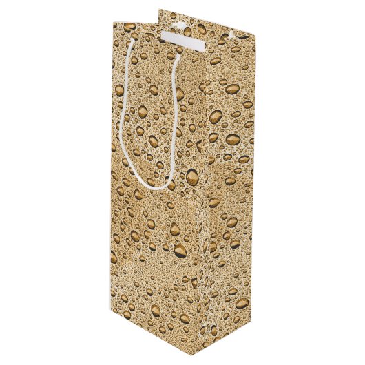 Goldwassertröpfchen Geschenktüte Für Weinflaschen (Vorderseite Schrägansicht)