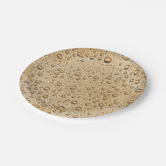 Goldwassertröpfchen Pappteller (Schrägansicht)