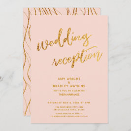 Goldwaves & Handwriting Blush Hochzeitsempfang Einladung