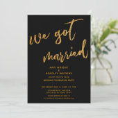 Goldwaves Wir Got Verheiratete Schwarze Hochzeit E Einladung (Stehend Vorderseite)