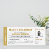 GoldWeekend Erleben Sie den Geburtstag Boarding Pa Einladung (Stehend Vorderseite)