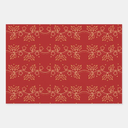 Goldweihnachtliche Dekorationsmuster Geschenkpapier Set (Vorderseite)