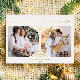 Goldweihnachtliche klassische Einrichtung Ornament Folieneinladung