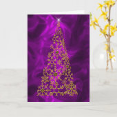 Goldweihnachtsbaum an Lila Weihnachten Karte (Gelbe Blume)