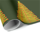 Goldweihnachtsbaum auf grünem Umschlagpapier Geschenkpapier (Rolleneckpunkt)