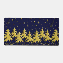 Goldweihnachtsbaum auf Stars Blue Sky Schreibtischunterlage